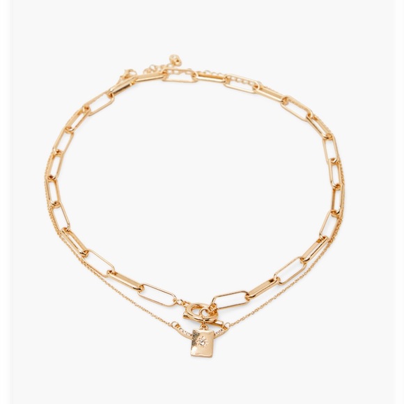 NWT JustFab Gold-Tone Necklace Duo with Lock - Picture 2 of 5